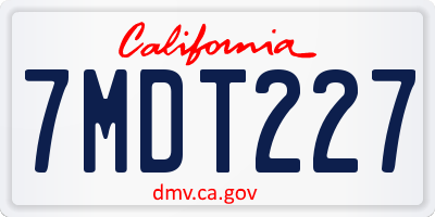 CA license plate 7MDT227