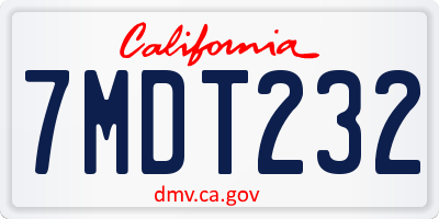 CA license plate 7MDT232