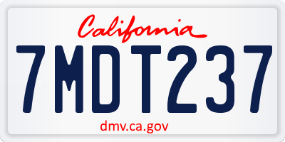 CA license plate 7MDT237