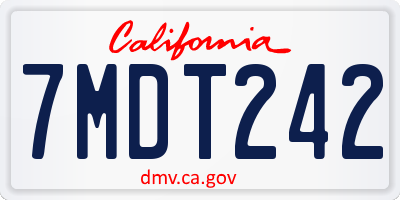 CA license plate 7MDT242