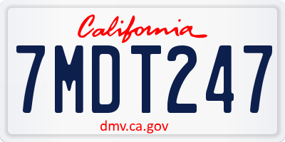 CA license plate 7MDT247