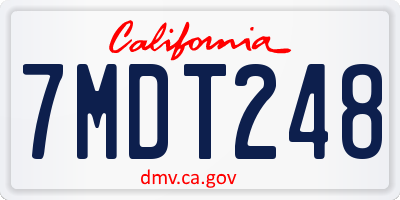CA license plate 7MDT248