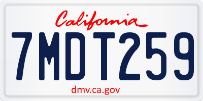 CA license plate 7MDT259