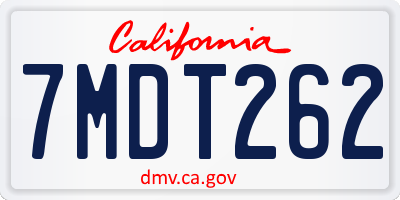 CA license plate 7MDT262