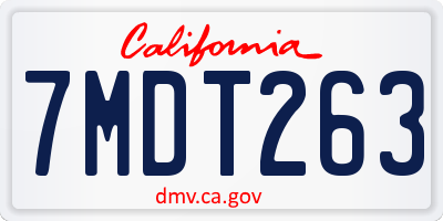 CA license plate 7MDT263