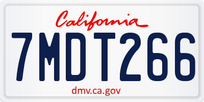CA license plate 7MDT266