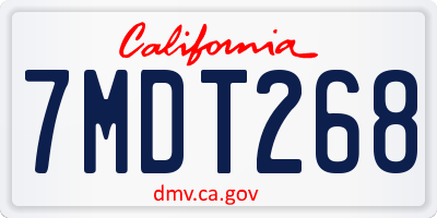 CA license plate 7MDT268