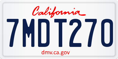 CA license plate 7MDT270