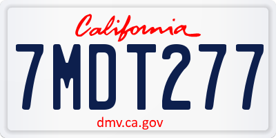 CA license plate 7MDT277