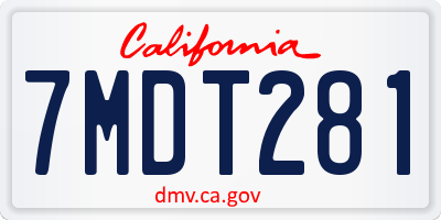CA license plate 7MDT281
