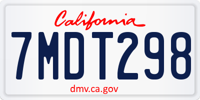 CA license plate 7MDT298