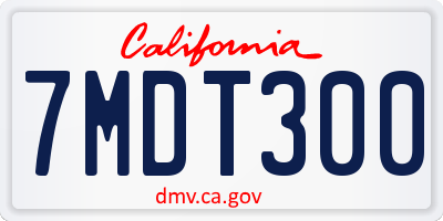 CA license plate 7MDT300