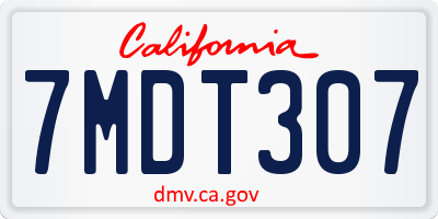 CA license plate 7MDT307