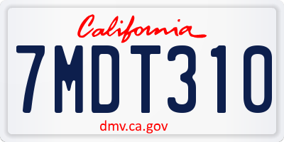 CA license plate 7MDT310