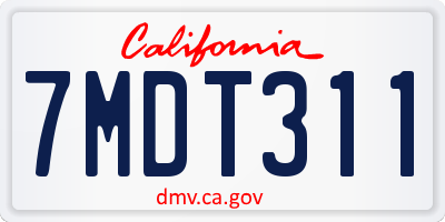 CA license plate 7MDT311