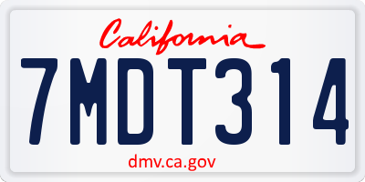 CA license plate 7MDT314