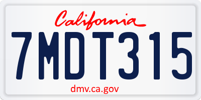 CA license plate 7MDT315