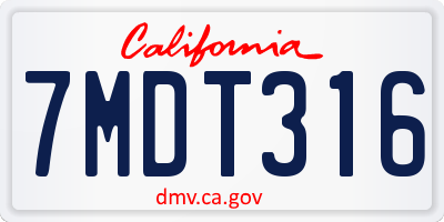 CA license plate 7MDT316