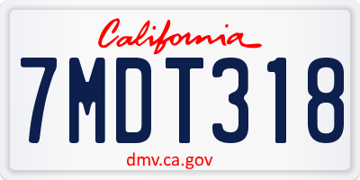 CA license plate 7MDT318