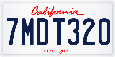 CA license plate 7MDT320