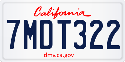 CA license plate 7MDT322