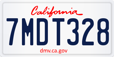 CA license plate 7MDT328