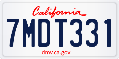CA license plate 7MDT331
