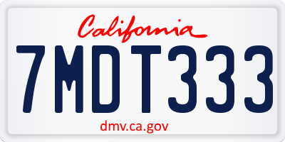 CA license plate 7MDT333