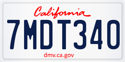 CA license plate 7MDT340
