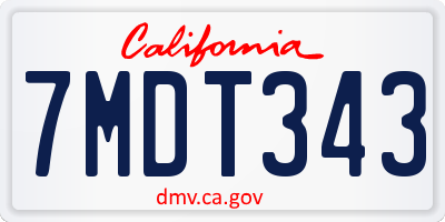 CA license plate 7MDT343