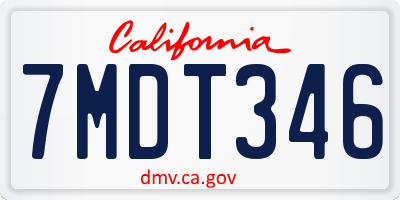 CA license plate 7MDT346