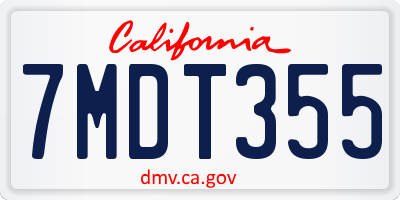 CA license plate 7MDT355