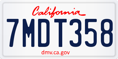 CA license plate 7MDT358
