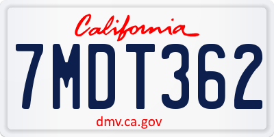 CA license plate 7MDT362