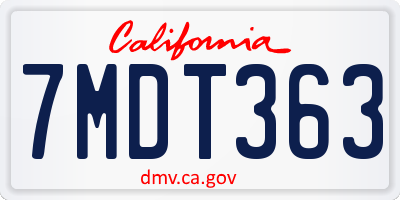 CA license plate 7MDT363