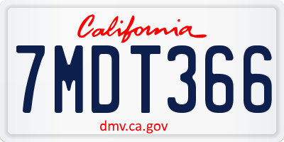 CA license plate 7MDT366