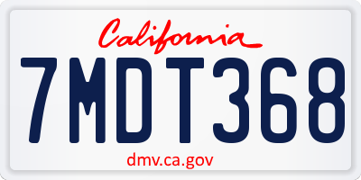 CA license plate 7MDT368