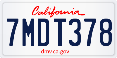CA license plate 7MDT378