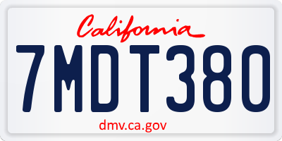 CA license plate 7MDT380
