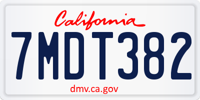 CA license plate 7MDT382