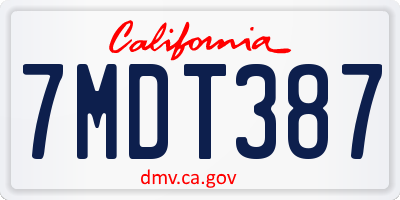 CA license plate 7MDT387