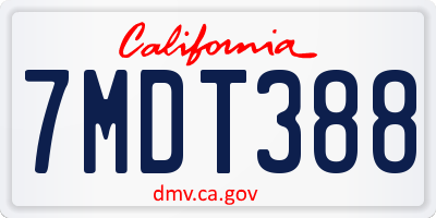CA license plate 7MDT388