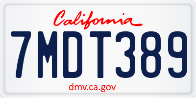 CA license plate 7MDT389