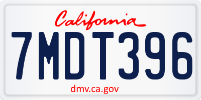 CA license plate 7MDT396
