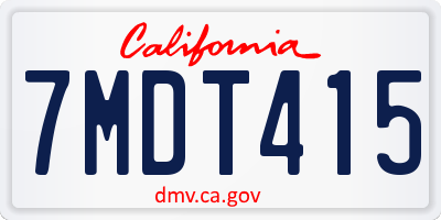 CA license plate 7MDT415