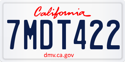 CA license plate 7MDT422