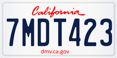 CA license plate 7MDT423