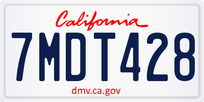 CA license plate 7MDT428
