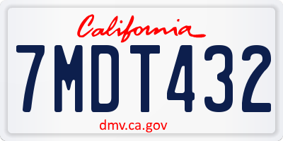CA license plate 7MDT432