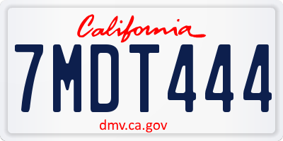 CA license plate 7MDT444